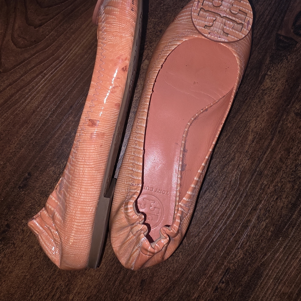 Tory Burch Textured Orange Flats